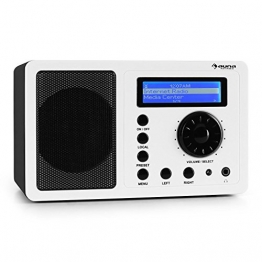 auna IR-130 WH Internetradio WLAN Radio (Soft-Touch-Oberfläche, 8000 Internetradio-Stationen, Breitbandlautsprecher, Fernbedienung) weiß -